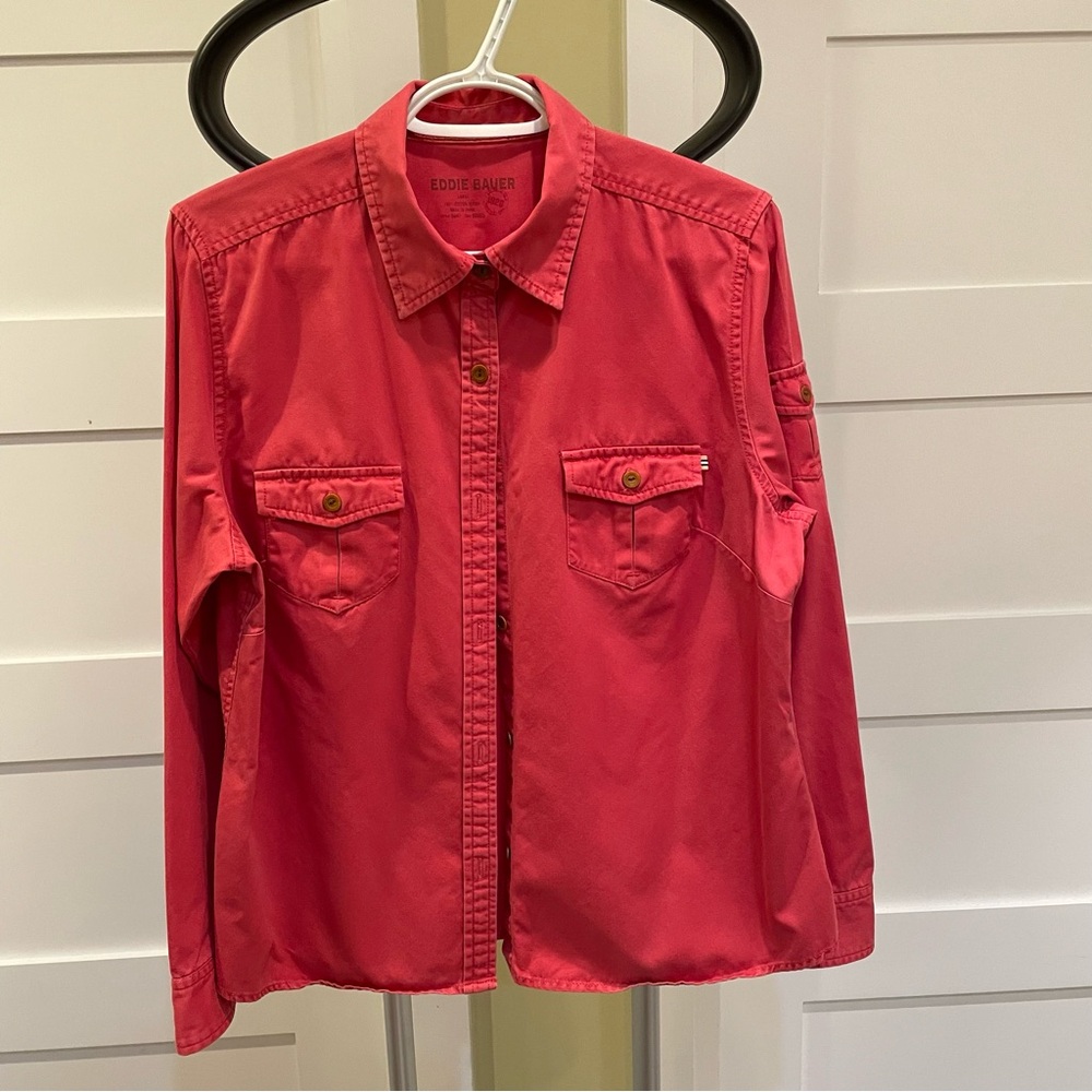 Ladies Eddie Bauer Coral Long Sleeve Shirt